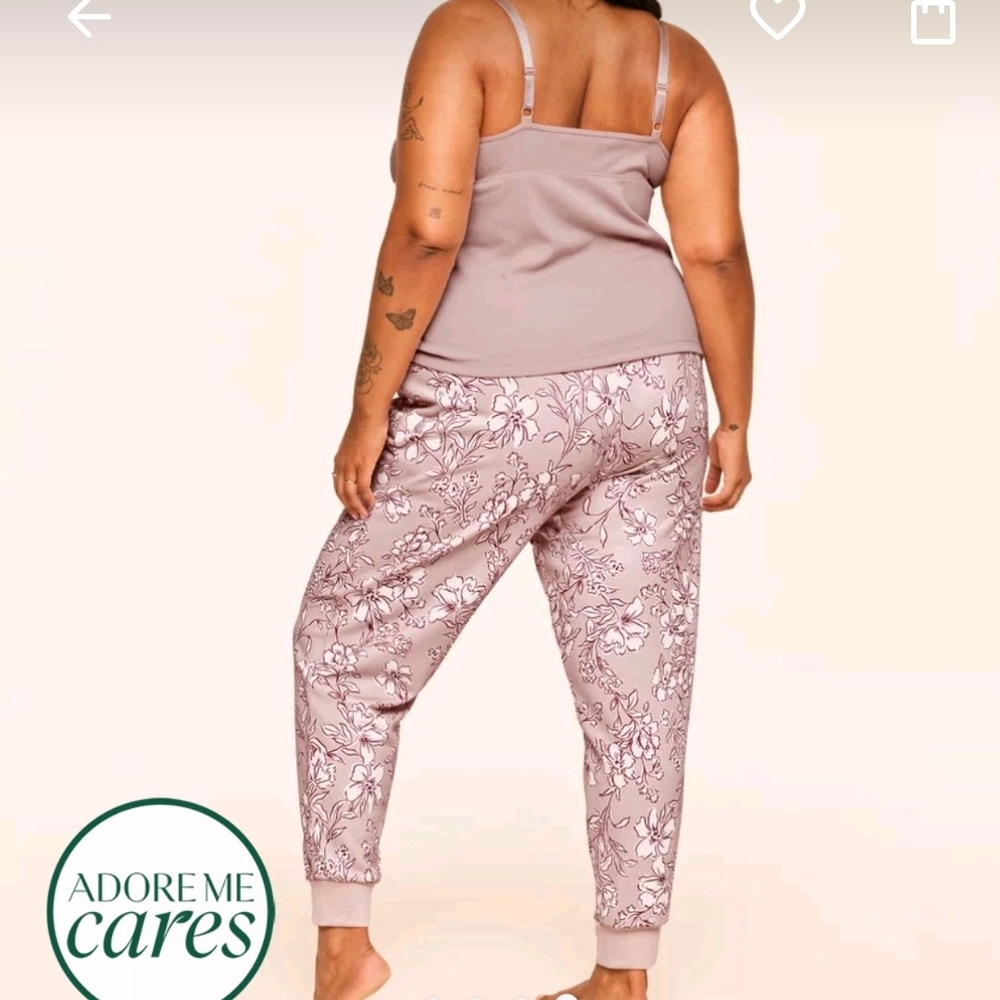 Adore Me 2X Pink Loungewear Set Cami & Jogger Floral Pajamas